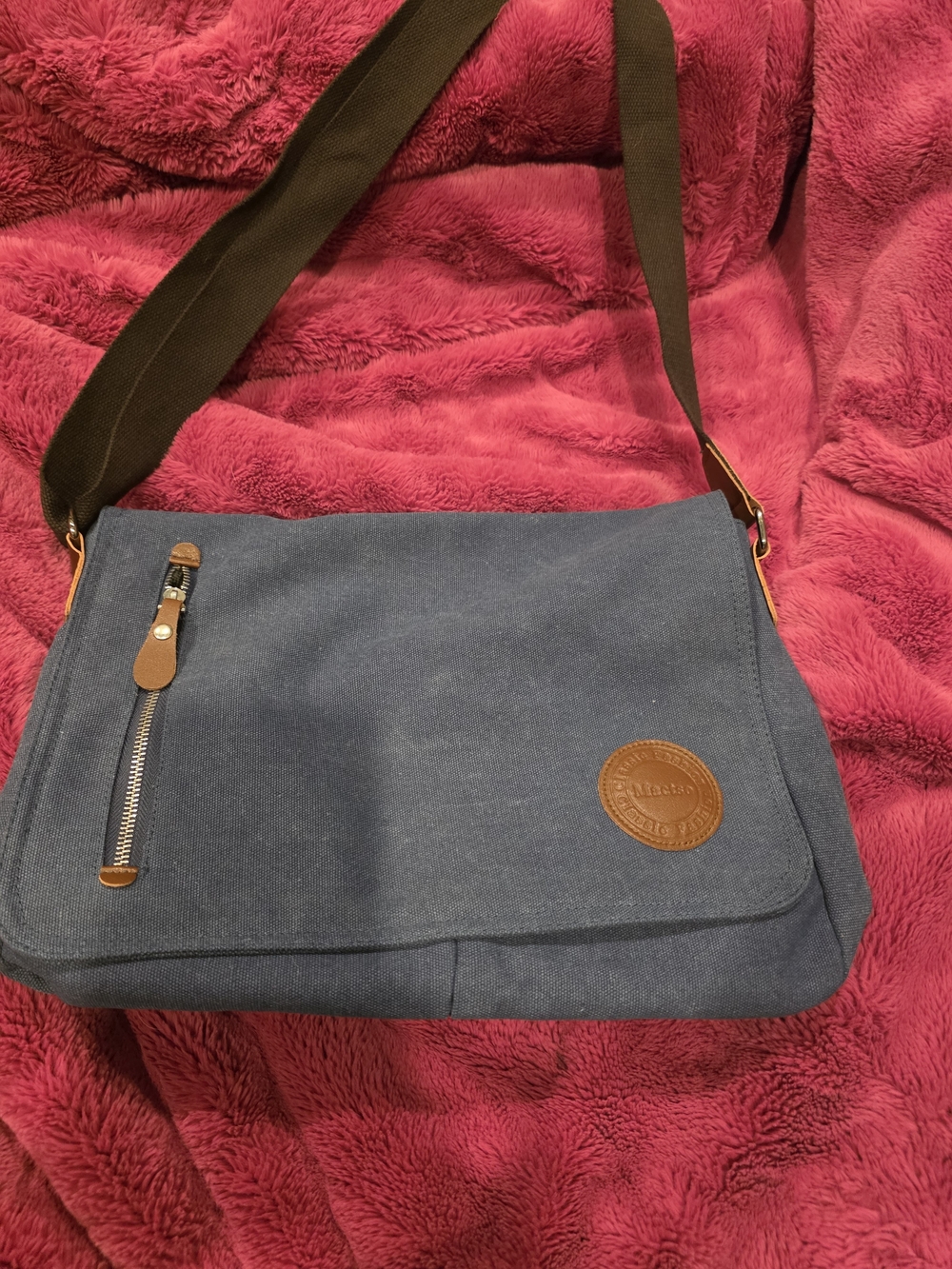 Mactso Blue Canvas Vintage Style 13.5 in Satchel/School Bag